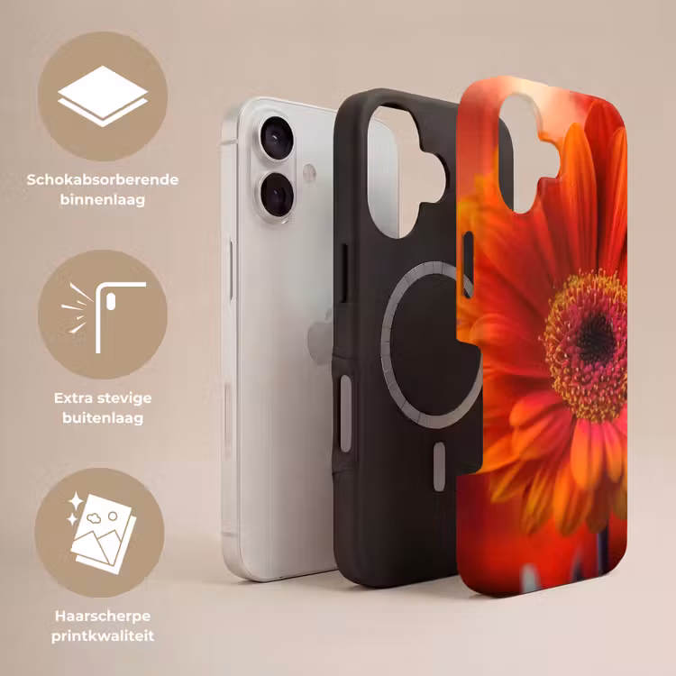 Oranje - Gerbera - Intens Toughcase MagSafe Apple iPhone 17 klein -USP_Lagen_NL