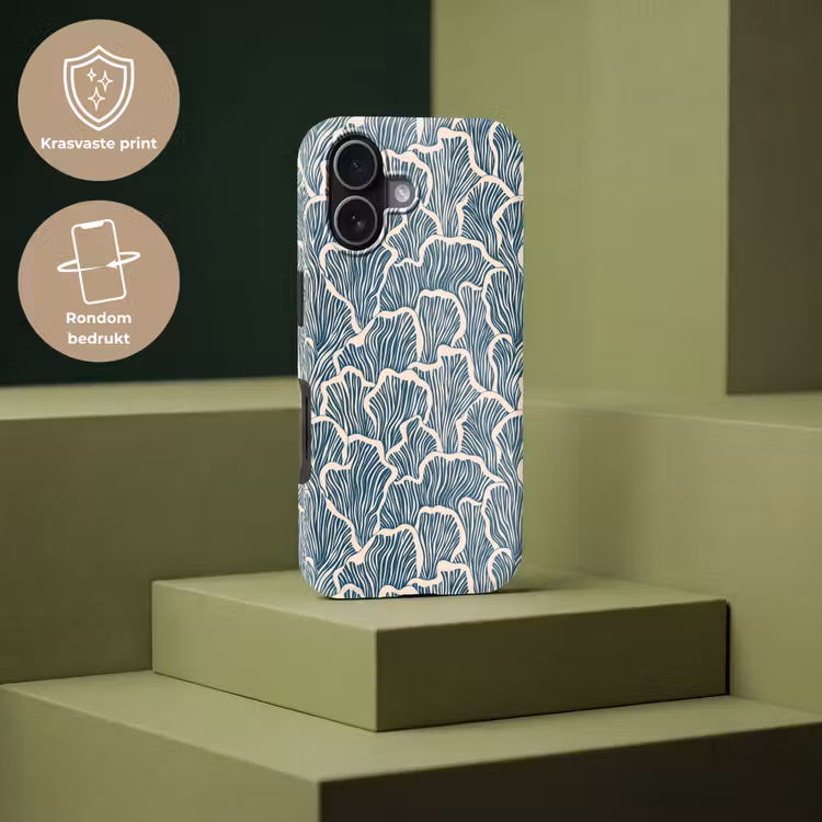 Organisch - Blauw - Crème - Schelpen Toughcase MagSafe Apple iPhone 17 klein 1017 -USP_PrintM_NL