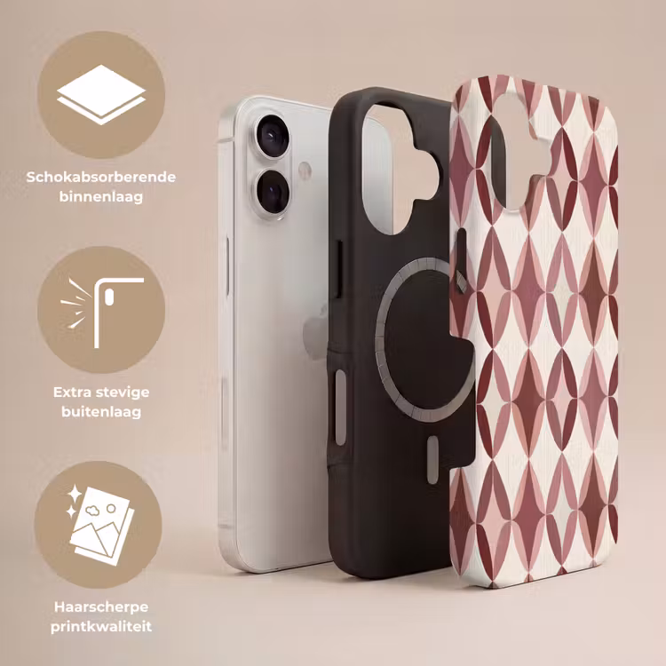 Ovaal - Textuur - Roze Toughcase MagSafe Apple iPhone 17 klein 1017 -USP_Lagen_NL