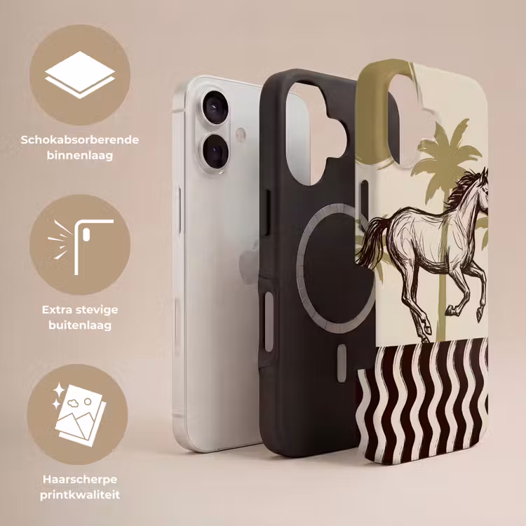 Paard - Galopperend - Woestijn - Illustratie Toughcase MagSafe Apple iPhone 17 klein -USP_Lagen_NL