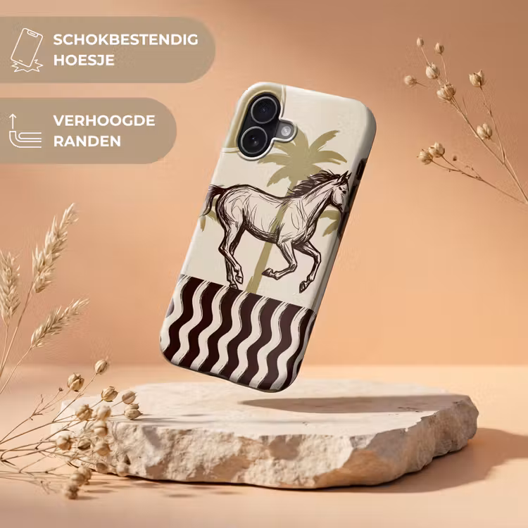 Paard - Galopperend - Woestijn - Illustratie Toughcase MagSafe Apple iPhone 17 klein -USP_RandenV_NL
