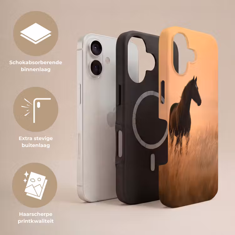 Paard - Grasveld - Zonsondergang Toughcase MagSafe Apple iPhone 17 klein -USP_Lagen_NL