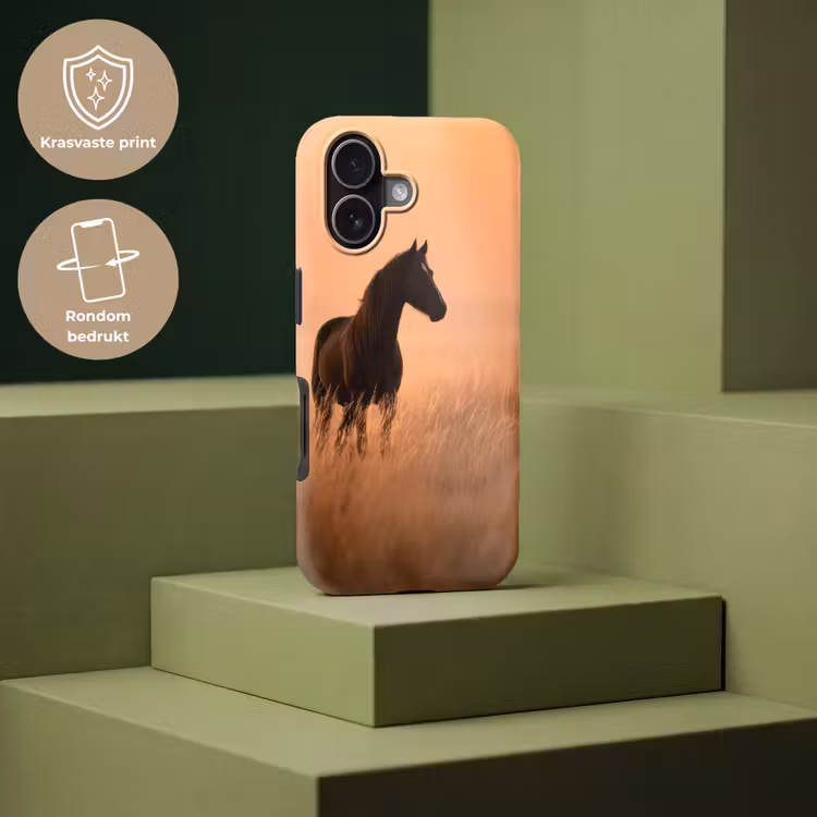 Paard - Grasveld - Zonsondergang Toughcase MagSafe Apple iPhone 17 klein -USP_PrintM_NL