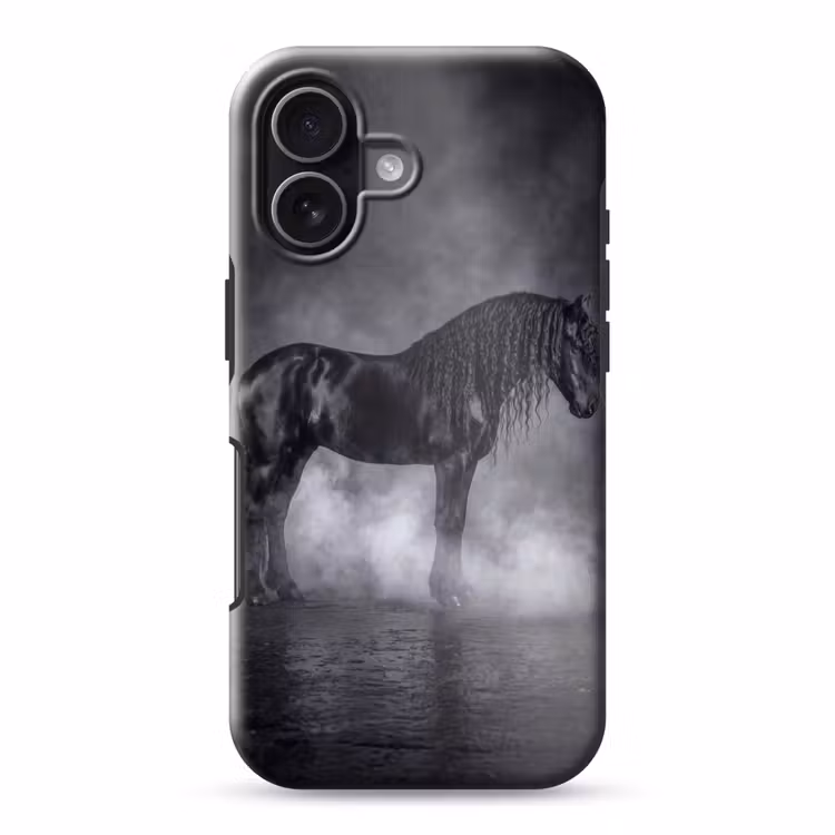 Paard - Magisch - Zwart Toughcase MagSafe Apple iPhone 17 klein -3d