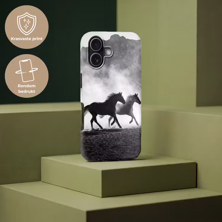 Paard - Ren - Stof - Zwart-wit - Dieren Toughcase MagSafe Apple iPhone 17 klein -USP_PrintM_NL