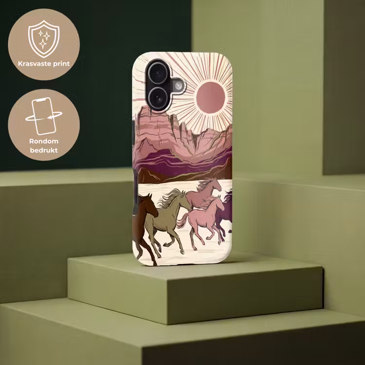 Paarden - Rennend - Woestijn - Natuur - Abstract Toughcase MagSafe Apple iPhone 17 klein -USP_PrintM_NL