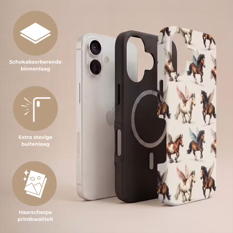 Paarden - Vleugels - Kleurrijk Toughcase MagSafe Apple iPhone 17 klein 1017 -USP_Lagen_NL