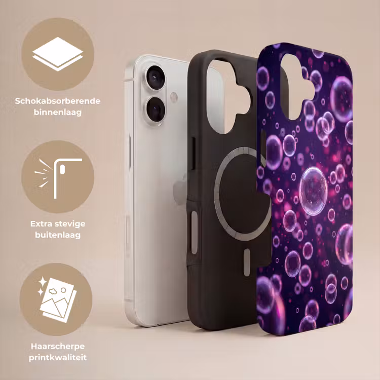 Paars - Bubbels - Schuim Toughcase MagSafe Apple iPhone 17 klein -USP_Lagen_NL