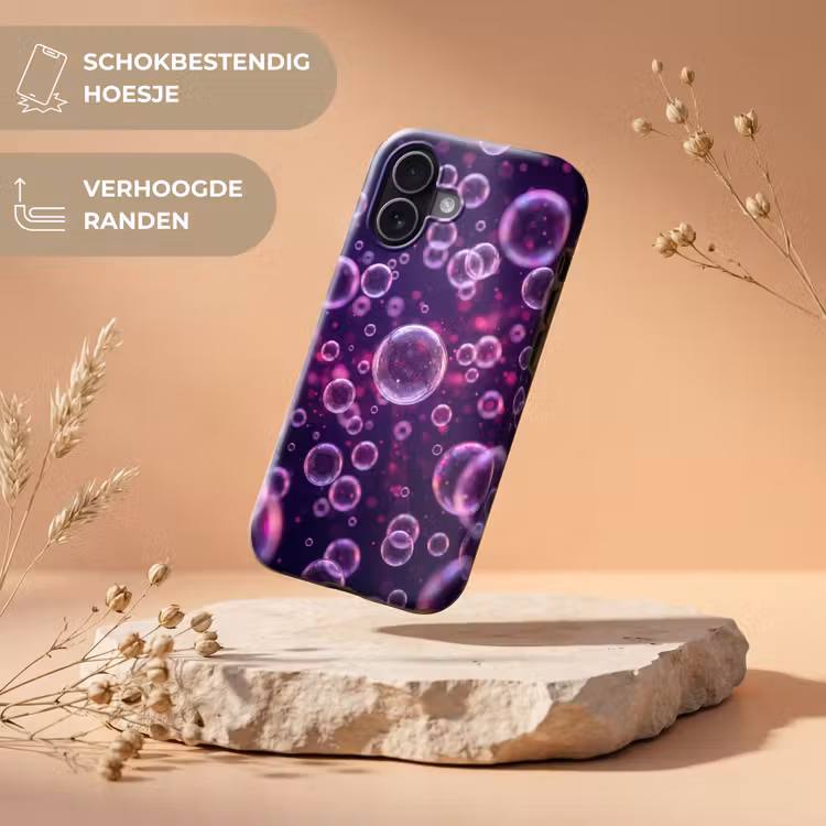 Paars - Bubbels - Schuim Toughcase MagSafe Apple iPhone 17 klein -USP_RandenV_NL