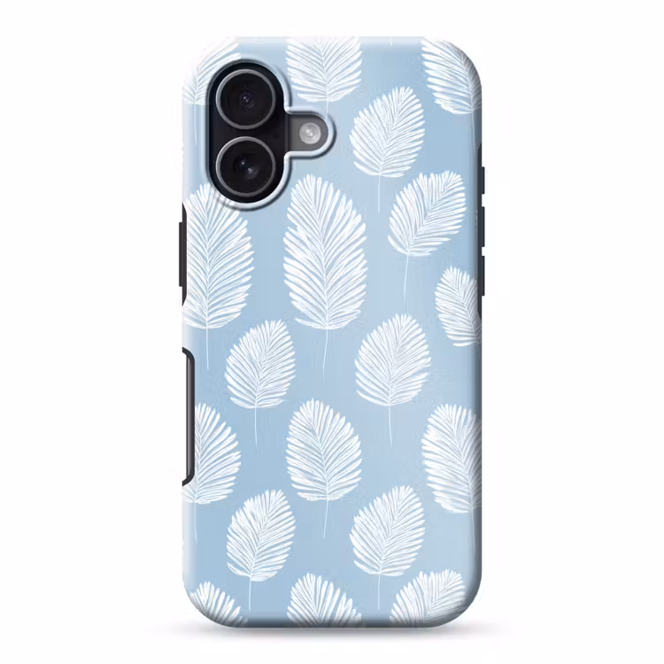 Palmbladeren - Naadloos - Patroon - Pastelblauw Toughcase MagSafe Apple iPhone 17 klein 1017 -3d