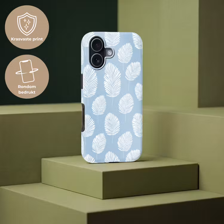 Palmbladeren - Naadloos - Patroon - Pastelblauw Toughcase MagSafe Apple iPhone 17 klein 1017 -USP_PrintM_NL
