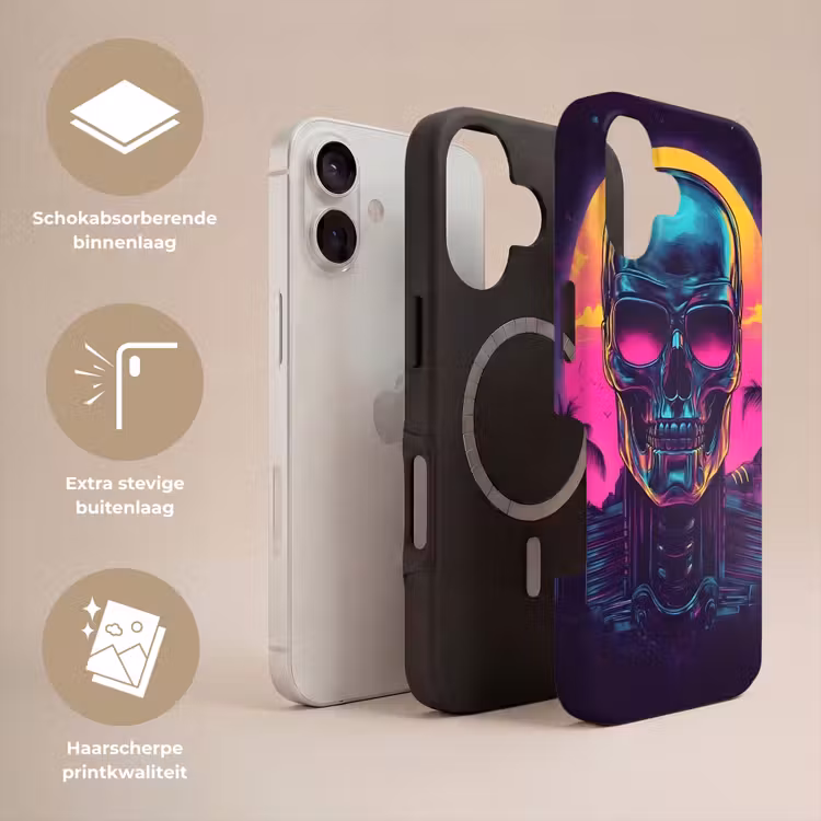 Palmbomen - Hoofd - Metallic - Zonsondergang Toughcase MagSafe Apple iPhone 17 klein -USP_Lagen_NL