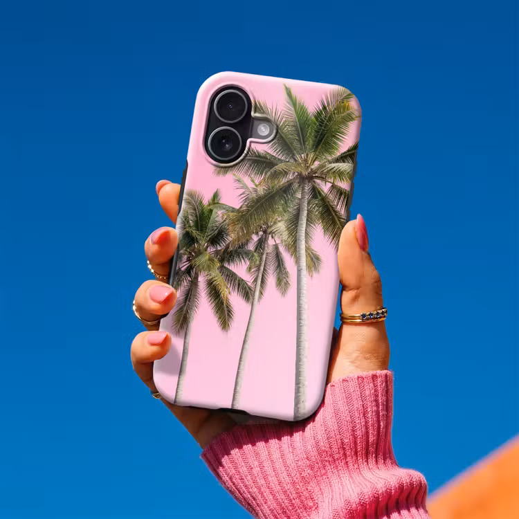 Palmboom - Tropisch - Pink Toughcase MagSafe Apple iPhone 17 klein -Sfeer1V