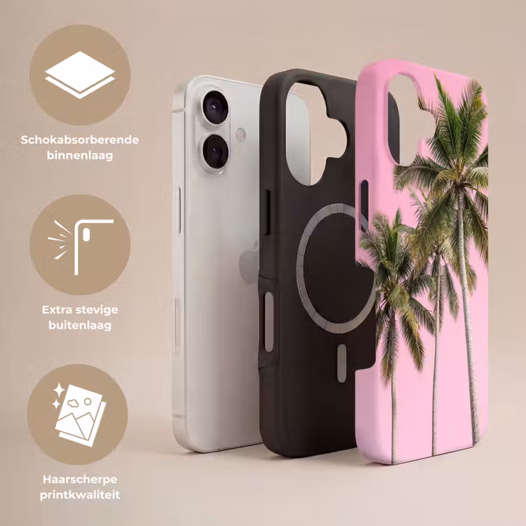 Palmboom - Tropisch - Pink Toughcase MagSafe Apple iPhone 17 klein -USP_Lagen_NL