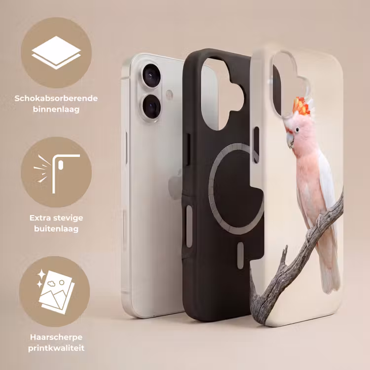 Papagaai - Tak - Roze Toughcase MagSafe Apple iPhone 17 klein -USP_Lagen_NL
