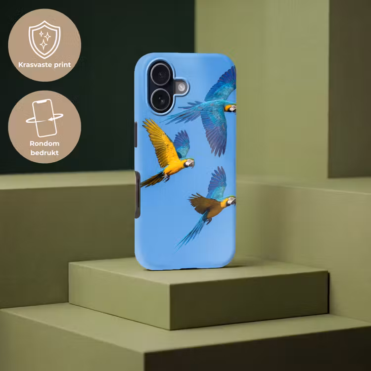 Papagaai - Vliegen - Blauw - Geel Toughcase MagSafe Apple iPhone 17 klein -USP_PrintM_NL