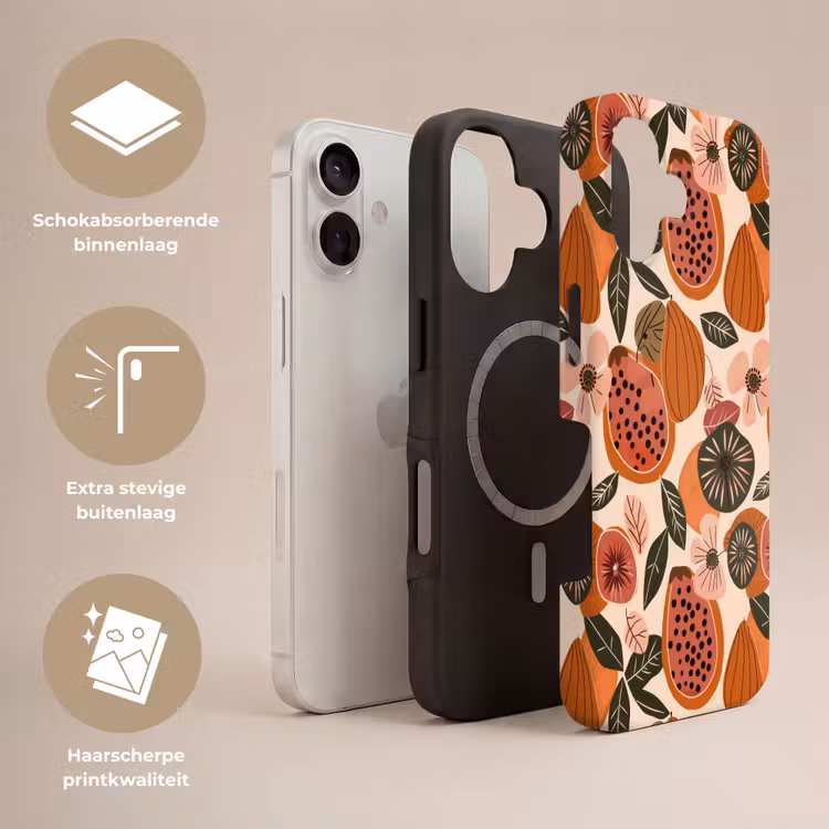Papaja - Bloesem - Oranje Toughcase MagSafe Apple iPhone 17 klein 1017 -USP_Lagen_NL