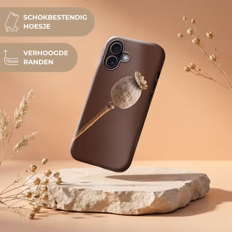 Papaverbol - Droogbloem - Bruin - Minimalistisch Toughcase MagSafe Apple iPhone 17 klein -USP_RandenV_NL