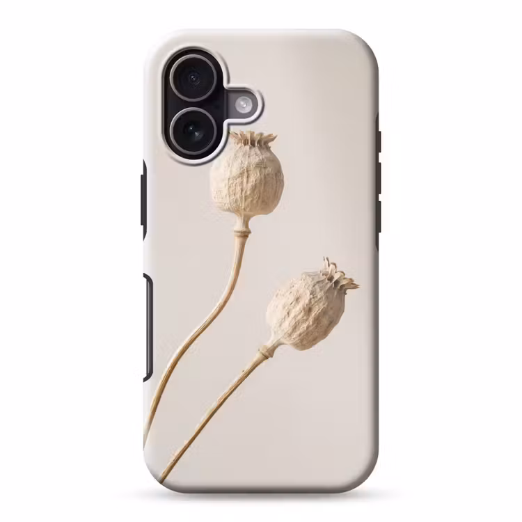 Papaverbollen - Droogbloemen - Minimalistisch - Beige - Rustig Toughcase MagSafe Apple iPhone 17 klein -3d