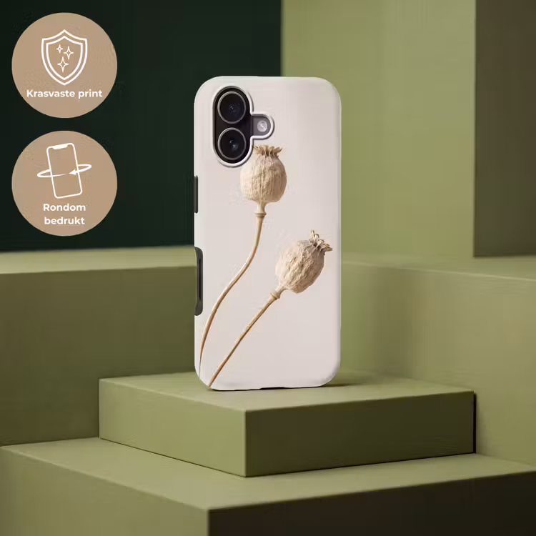 Papaverbollen - Droogbloemen - Minimalistisch - Beige - Rustig Toughcase MagSafe Apple iPhone 17 klein -USP_PrintM_NL