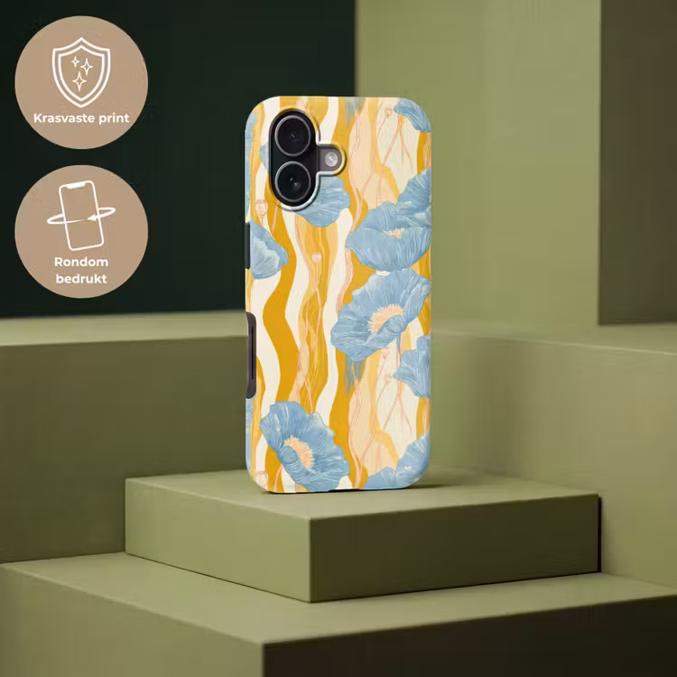 Papavers - Botanisch - Blauw Toughcase MagSafe Apple iPhone 17 klein 1017 -USP_PrintM_NL