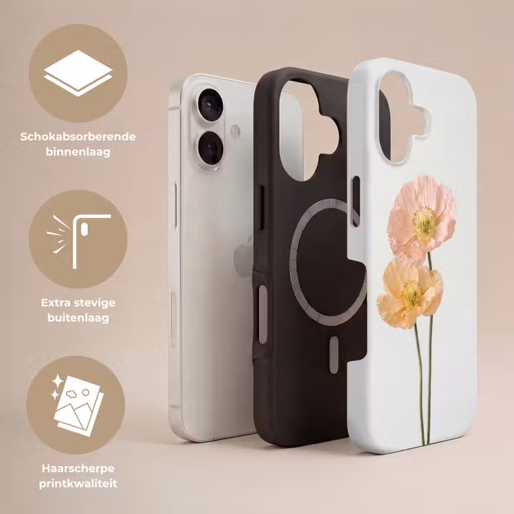 Papavers - Botanisch - Roze Toughcase MagSafe Apple iPhone 17 klein -USP_Lagen_NL