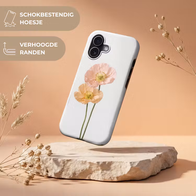 Papavers - Botanisch - Roze Toughcase MagSafe Apple iPhone 17 klein -USP_RandenV_NL