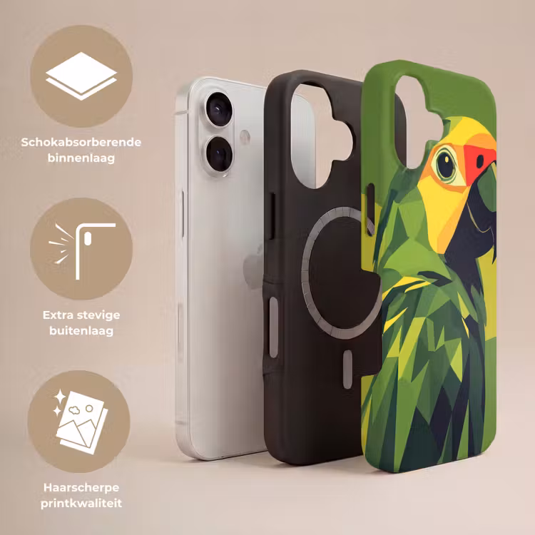 Papegaai - Groen - Snavel - Abstract Toughcase MagSafe Apple iPhone 17 klein -USP_Lagen_NL