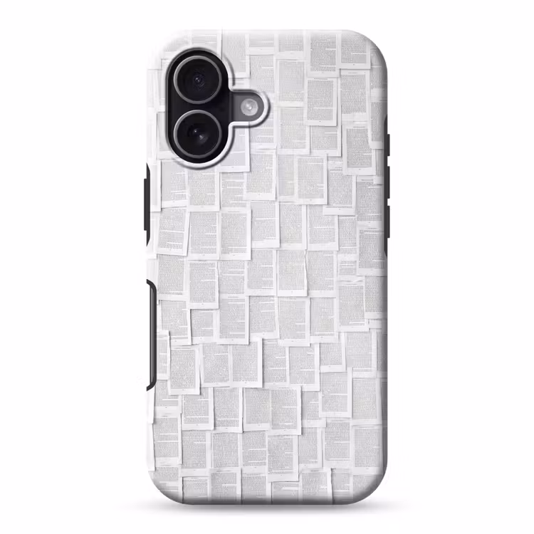 Papier - Overlappend - Textuur - Modern - Wit Toughcase MagSafe Apple iPhone 17 klein -3d