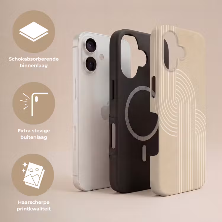 Parallelle lijnen - Lichte textuur - Beige Toughcase MagSafe Apple iPhone 17 klein -USP_Lagen_NL