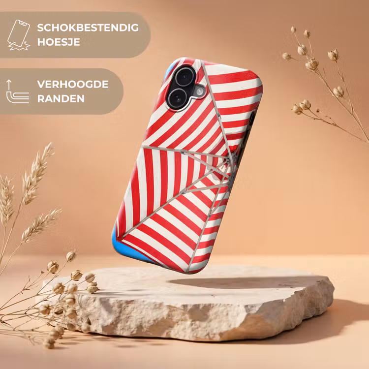 Parasol - Strepen - Zomer - Rood - Blauw Toughcase MagSafe Apple iPhone 17 klein -USP_RandenV_NL