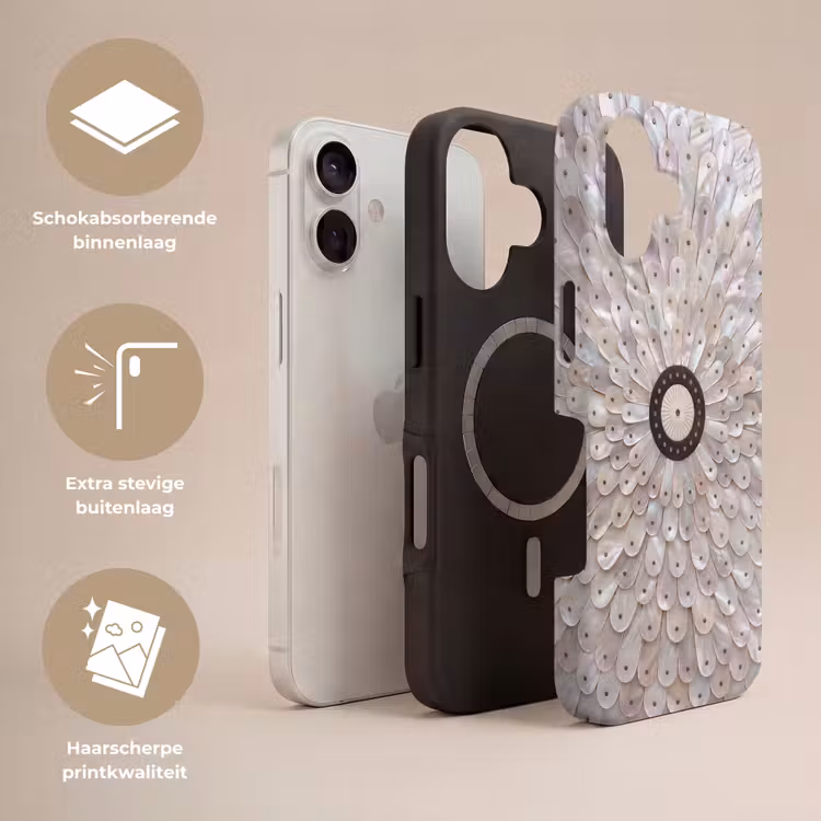 Parelmoer - Patroon - Decoratie - Ambacht - Wit Toughcase MagSafe Apple iPhone 17 klein -USP_Lagen_NL