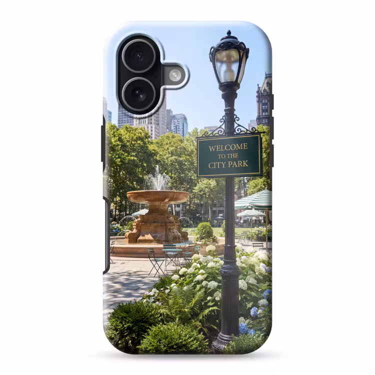 Park - Fontein - Stad - Natuur Toughcase MagSafe Apple iPhone 17 klein -3d