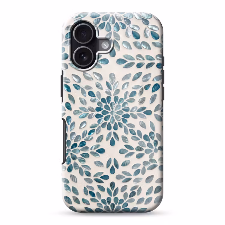 Patroon - Bladeren - Abstract - Modern - Turquoise Toughcase MagSafe Apple iPhone 17 klein -3d