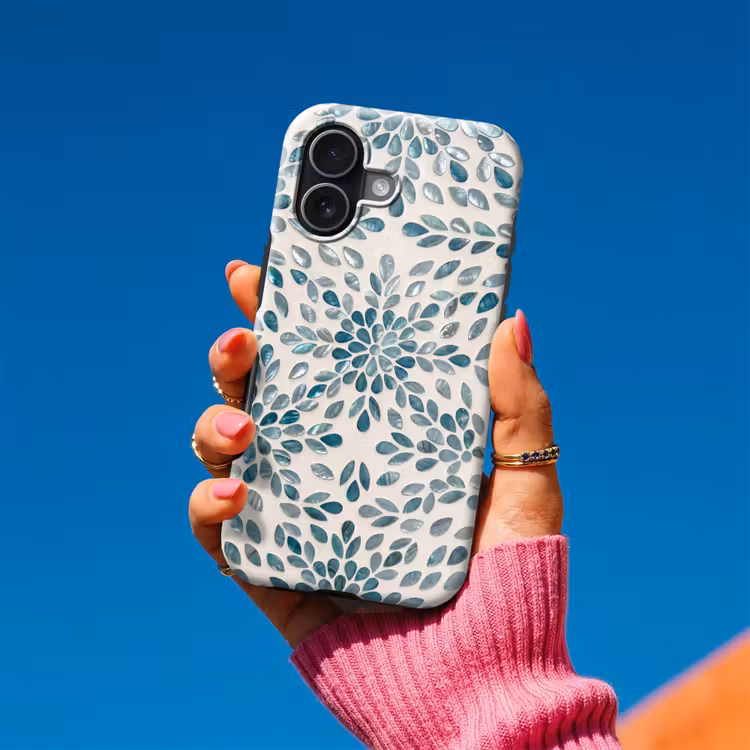 Patroon - Bladeren - Abstract - Modern - Turquoise Toughcase MagSafe Apple iPhone 17 klein -Sfeer1V
