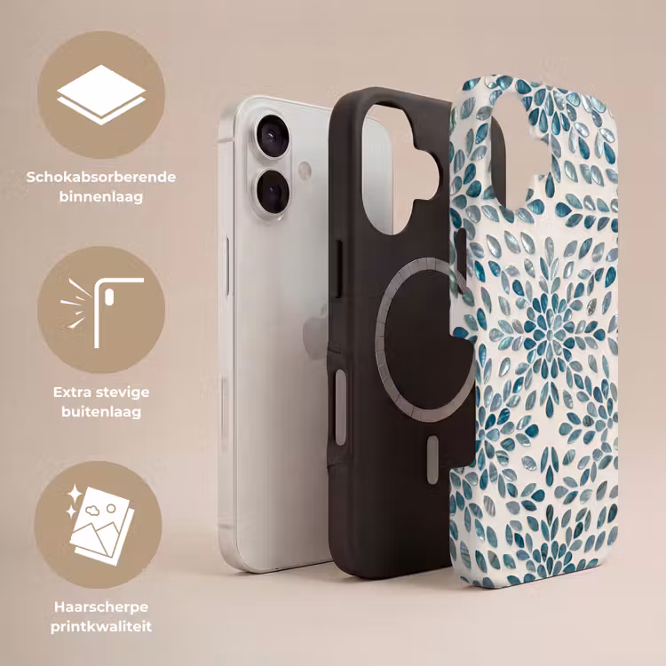 Patroon - Bladeren - Abstract - Modern - Turquoise Toughcase MagSafe Apple iPhone 17 klein -USP_Lagen_NL
