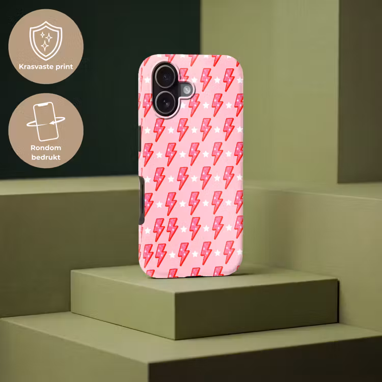 Patroon - Bliksem - Ster - Glitter - Roze Toughcase MagSafe Apple iPhone 17 klein -USP_PrintM_NL