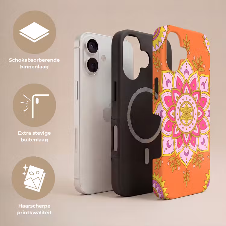 Patroon - Bloemmotief - Decoratie - Abstract - Roze Toughcase MagSafe Apple iPhone 17 klein -USP_Lagen_NL