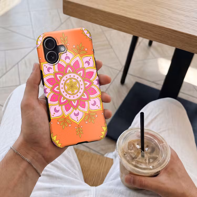 Patroon - Bloemmotief - Decoratie - Abstract - Roze Toughcase MagSafe Apple iPhone 17 klein -Sfeer1M