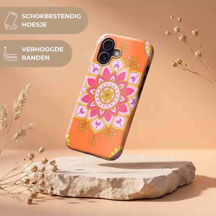 Patroon - Bloemmotief - Decoratie - Abstract - Roze Toughcase MagSafe Apple iPhone 17 klein -USP_RandenV_NL