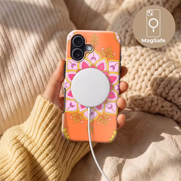 Patroon - Bloemmotief - Decoratie - Abstract - Roze Toughcase MagSafe Apple iPhone 17 klein -USP_MagsafeV