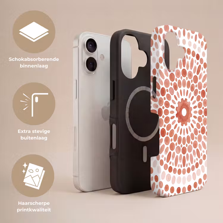 Patroon - Cirkels - Abstract - Modern - Rood Toughcase MagSafe Apple iPhone 17 klein -USP_Lagen_NL