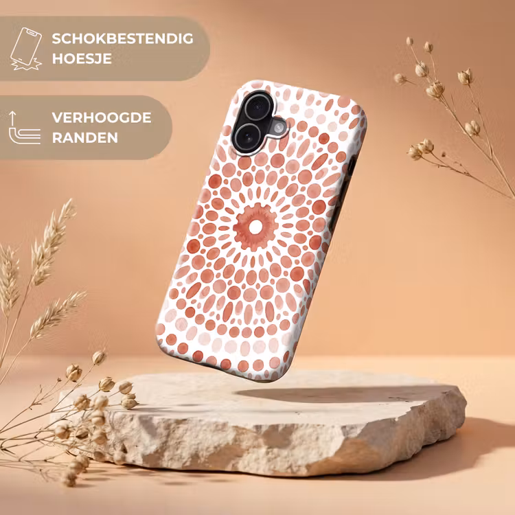 Patroon - Cirkels - Abstract - Modern - Rood Toughcase MagSafe Apple iPhone 17 klein -USP_RandenV_NL
