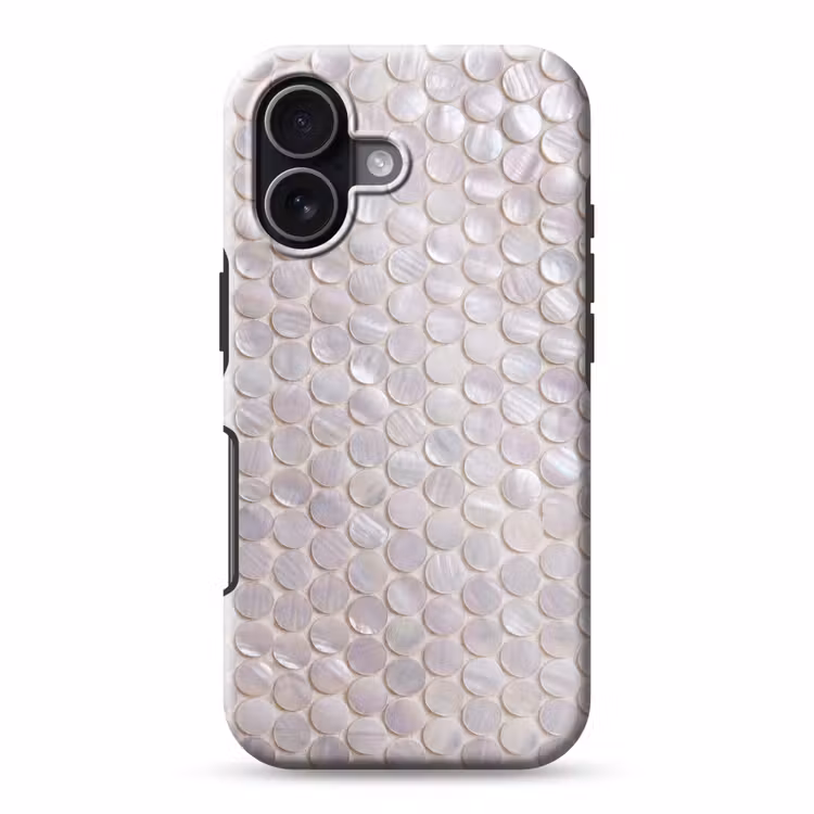 Patroon - Cirkels - Abstract - Modern - Wit Toughcase MagSafe Apple iPhone 17 klein -3d