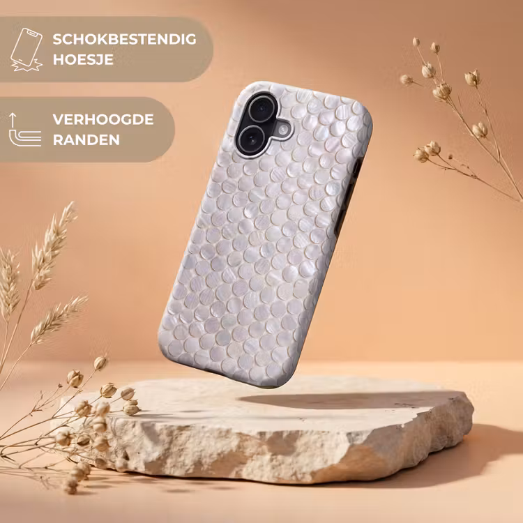 Patroon - Cirkels - Abstract - Modern - Wit Toughcase MagSafe Apple iPhone 17 klein -USP_RandenV_NL