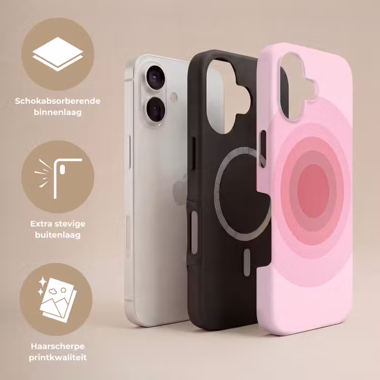 Patroon - Cirkels - Abstract - Roze - Modern Toughcase MagSafe Apple iPhone 17 klein -USP_Lagen_NL
