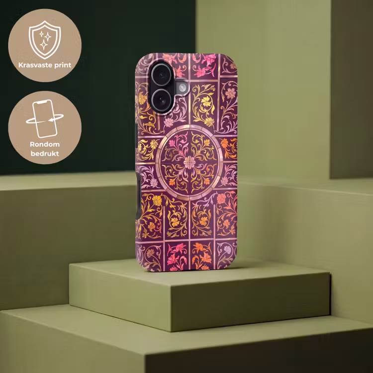 Patroon - Floraal - Oosters - Paars - Goud Toughcase MagSafe Apple iPhone 17 klein -USP_PrintM_NL