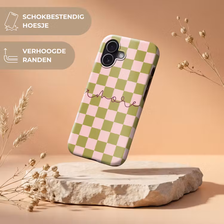 Patroon - Geblokt - Olijfgroen - Amore Toughcase MagSafe Apple iPhone 17 klein -USP_RandenV_NL