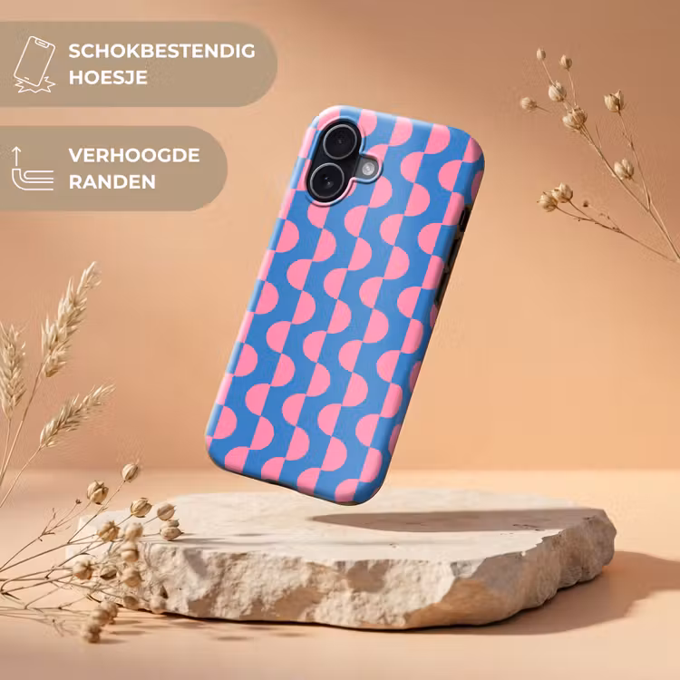 Patroon - Halve cirkels - Abstract - Modern - Roze - Blauw Toughcase MagSafe Apple iPhone 17 klein -USP_RandenV_NL