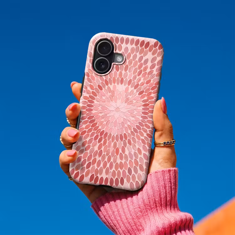 Patroon - Mozaïek - Ovaal - Abstract - Roze Toughcase MagSafe Apple iPhone 17 klein -Sfeer1V